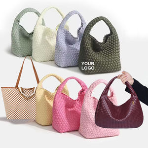 批发大号防水针织包氯丁橡胶编织女式彩色编织迷你手提包海滩斜挎手工包 - Product Image 1