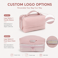Nouveau Design Sac à Maquillage Double Couche PVC-Nylon Logo Personnalisé Multifonction Sac de Voyage Cosmétique avec Poignée