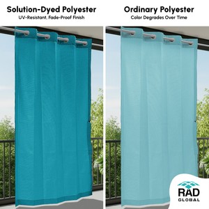 Achetez des rideaux d'extérieur imperméables de qualité supérieure en turquoise, au style côtier vibrant, pour les espaces extérieurs modernes - Product Image 2