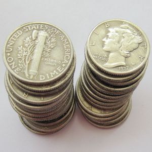Répliques de pièces de monnaie américaines de 10 cents Mercury Dime (1916-1945) - 79 années différentes - Répliques de pièces étrangères plaquées argent - Product Image 1