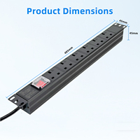 Unité de distribution d'alimentation robuste 6 voies UK PDU 13A 250V 1U 19'' pour montage en rack avec interrupteur principal de sécurité pour armoire de rack réseau