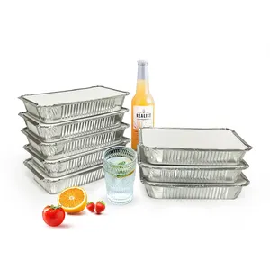 Bandeja de comida de papel de aluminio desechable de grado alimenticio Rectángulo 8389 Contenedores de papel de aluminio con tapas