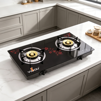 Équipement de cuisine domestique, cuisinière à gaz portable, double plaque, 2 brûleurs à gaz, plaque de cuisson extérieure, plaque de cuisson en verre trempé, cuisinière à gaz de comptoir