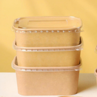 Boîte à lunch en papier kraft recyclable, imperméable, imprimée en offset, utilisable au micro-ondes, pour sandwichs et nouilles, idéale pour la vente à emporter