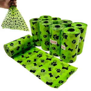 Wholesale Custom Printed Disposable Dog Waste Bag Dog Poop Bags Attached To Dog Leash