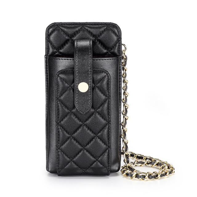Women's PuLeather Crossbody Wallet Shoulder Chain Sling Bag Zipper Closure Polyester Lining Fashion Cell Phone Purse