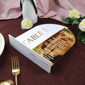 Table de mariage rustique de luxe déco acrylique or signe 3D miroir lettre arc numéro de Table et cartes de menu de dîner - Product Image 6