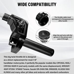 Poignée de gaz universelle en aluminium CNC 7/8 pouces, câble double poussée-tirée avec fenêtre transparente pour moto tout-terrain, VTT, motocross 110-650cc - Product Image 5