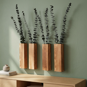 Vase de table en bois fait main, rustique, rond, porte-fleurs, vase décoratif naturel pour la décoration de la maison - Product Image 1