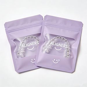 Sacs en Mylar à fermeture éclair plats mats imprimés sur mesure, sacs thermoscellables pour kit d'aligneur dentaire transparent, aligneur orthodontique, retrait et mâchoires - Product Image 2