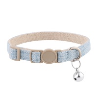 Collier pour chat en coton et lin, écologique, avec cloche, collier doux et confortable pour chatons et chiots, fournitures mignonnes pour animaux de compagnie