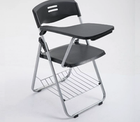 Tablette d'écriture pliable en plastique chromé avec cadre en acier, chaise de formation, chaise de bureau, pour l'école, les conférences et les salles de séminaire