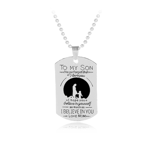 Collana con Ciondolo in Lega di Zinco ZRM Fashion '<span class=keywords><strong>Mamma</strong></span> e Figlio' con Targhetta 'Mano nella Mano' per Figlio, Regalo di Anniversario da <span class=keywords><strong>Mamma</strong></span> con Amore - Product Image 1