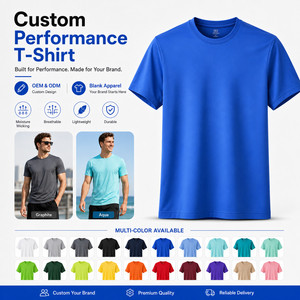 T-shirt à manches courtes col rond pour homme, couleur unie, décontracté, tricoté en Spandex/Polyester, imprimé par transfert thermique, séchage rapide, logo imprimé sur le devant - Product Image 5