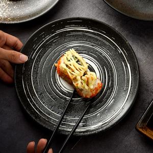 Japanese Retro Style <b>Ceramic</b> Dinner <b>Plates</b> for Restaurant 6/7/8/9/10 Inch Wholesale Round Dessert BBQ Pasta <b>Plate</b> - Product Image 3
