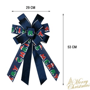 Hying Classic <b>Christmas</b> Bow <b>Tree</b> Shape Polyester Green Red Front Door <b>Wall</b> Decor with Merry <b>Christmas</b> Words 20.87x11.42 Inches - Product Image 2