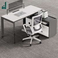 Bureau de travail ergonomique moderne avec armoire latérale de rangement et chaises double face 6 places pour espace d'équipe financière