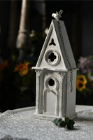Décoration murale en bois blanc vintage shabby chic artisanale pour l'extérieur, décoration de table suspendue, décoration de jardin, nichoir à oiseaux en bois