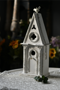 Decorazione da Parete in Legno Bianco Stile <span class=keywords><strong>Shabby</strong></span> <span class=keywords><strong>Chic</strong></span> Vintage per Esterni, Decorazione da Tavolo, Decorazione da Giardino, Casetta per Uccelli in Legno - Product Image 5