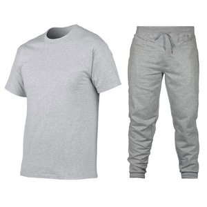 Tuta estiva con logo personalizzato Oem t Shirt a manica corta <span class=keywords><strong>pantaloni</strong></span> lunghi da Jogger <span class=keywords><strong>tute</strong></span> da uomo in bianco - Product Image 3