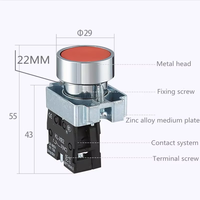 Vente directe usine – Bouton-poussoir momentané en alliage 22 mm, 10A 240V~, circulaire plat, pour panneau, NC/NO XB2-BA31 XB2-BA42 ZB2-BE101C 102C