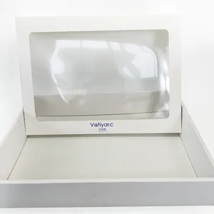Custom Logo Printed Cosmetic Cardboard Cap Packaging Box Transparent Clear Window White Outer Packer Box