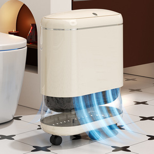 Oval Waste Bin With Lid And Wheels For Bathroom Indoor Use Large Capacity Narrow Slit Design - Product Image 4