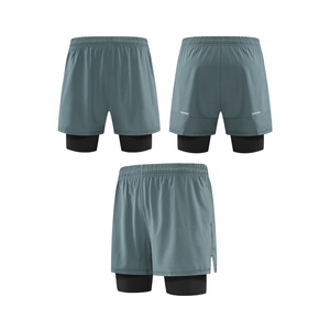 Men's Quick Dry Double <b>Layer</b> Basketball Shorts Elastic Waist <b>Mid</b> Waist Fitness Training Activewear Sizes XL & 3XL Solid Pattern - Product Image 4