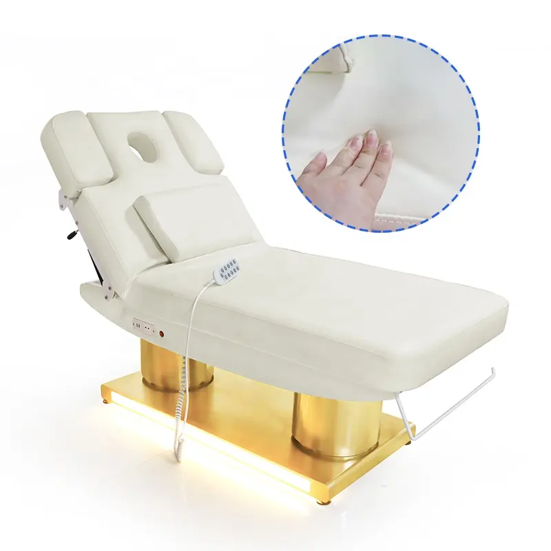 ديلوكس الجمال سبا الذهب الوجه الوشم السرير تدليك الأريكة الجدول العلاج كرسي سرير الحرارية الكهربائية قابل للتعديل طاولات للتدليك