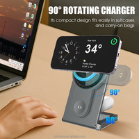 Station de charge sans fil magnétique 3 en 1 15W MPP, support de charge pliable et rotatif avec ventilateur de refroidissement pour iPhone et iWatch