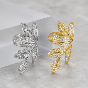 Anello con Design a Foglia e Fiore, Stile Statement, Anello per Dito Indice da Donna - Product Image 5