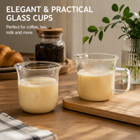 Gobelet à café glacé en verre borosilicate transparent de 10 oz avec logo personnalisé, pour jus, lait, thé, avec poignée, pour café, restaurant, maison