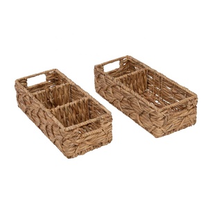 ชุดตะกร้าผักตบชวาธรรมชาติ2ใบพับได้สำหรับตกแต่งบ้าน - Product Image 1