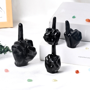 Venta al por Mayor de Cristal Curativo de Alta Calidad, Estatua de Dedo Medio de Obsidiana Negra, Decoración de Cristal - Product Image 1