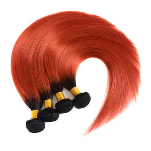 Phong cách thẳng màu đồng màu đỏ với rễ tối <span class=keywords><strong>Ombre</strong></span> tóc con người bó 10A chất lượng tóc con người dệt - Product Image 5