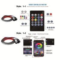 Kit d'éclairage LED pour châssis de voiture 12V 8W RGB avec télécommande via application, bande lumineuse d'ambiance à effets dynamiques et activée par la musique pour portes tout-terrain