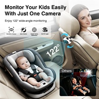 Moniteur Bébé Voiture HD avec Caméra Panda, Vision Nocturne Infrarouge, Angle Large 120°, Capteur CCD, Projection sur Écran de Voiture