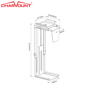 Support CPU professionnel réglable en hauteur pour fixation sous le bureau - Product Image 2
