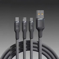 Cable de Carga Trenzado Tres en Uno de 120W con Carga Súper Rápida para Teléfonos Móviles, Compatible con Micro USB y Dispositivos Android Tipo-C