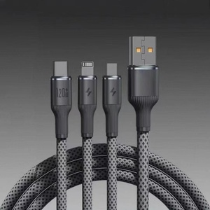 Cable de Carga Trenzado Tres en Uno de 120W con Carga Súper Rápida para Teléfonos Móviles, Compatible con <span class=keywords><strong>Micro</strong></span> <span class=keywords><strong>USB</strong></span> y Dispositivos Android Tipo-<span class=keywords><strong>C</strong></span> - Product Image 4
