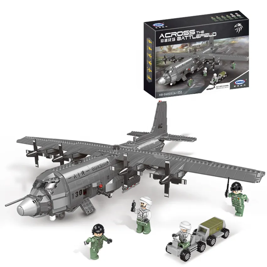 Xingbao 06023 1713pcs Military Series AC130 Air Gunboat Plane Block Building with Mini figures Toys