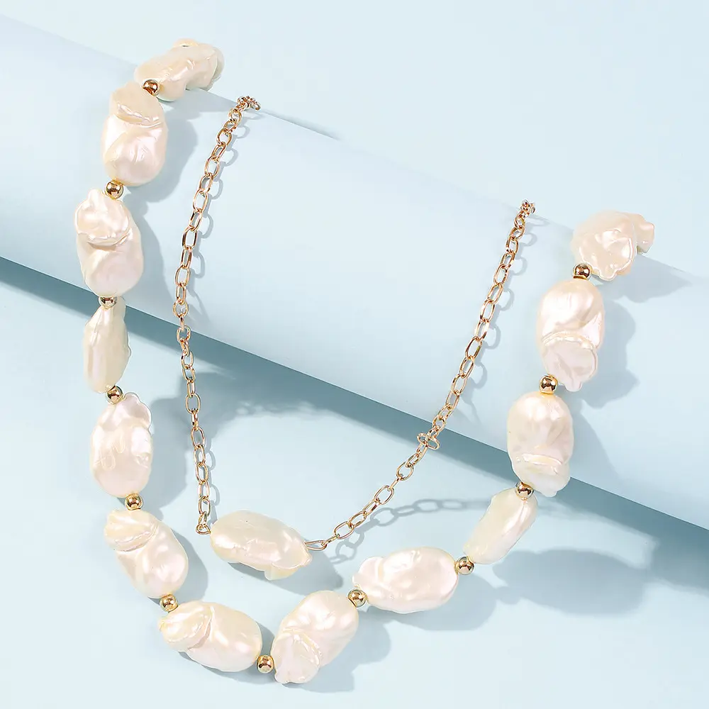 N7377 catena riempita in oro 14K morbida fatta a mano con collana di perle multicolori barocche naturali per la decorazione della festa nuziale della sposa