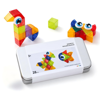 Blocs de construction magnétiques en plastique, cubes de 2,5 cm, triangles droits, triangles isocèles, pièces en forme d'éventail, jouet éducatif STEM DIY, couleurs personnalisées