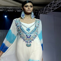 Robe longue kaftan musulmane brodée de perles pour femme, manches longues, en coton, ample, pour l'été, la plage, les vacances, grande taille
