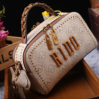 Bolso de Lujo Monograma para Mujer, de Diseñador, con Estampado de Letras y Tachuelas, Bolso de Hombro Vintage Tipo Caja de Cámara, Bolso Cruzado con Asa Superior