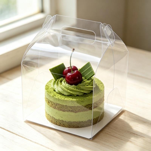 Vollständig Transparente PET-Kuchen-Sushi-Plastikbox mit Griff Kratzfest Recycelbar 0,3mm Dicke Anpassbare Backwaren-Lebensmittelverpackung - Product Image 1