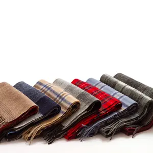 Winter Classic Scottish Design 39 Colors Warm Soft 100% Plaid Wool Winter Scarf For Men and Women
