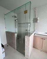 Salle de bain Detech 180 °   Charnière de porte de douche en verre avec pince en laiton Splod, quincaillerie pour porte en verre trempé