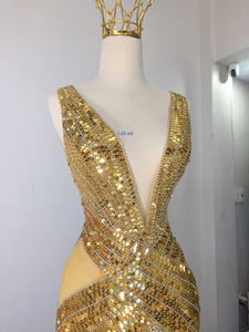 Vestido de noche de seda sin mangas estilo sirena con pedrería de alta gama, vestido formal de lujo para mujer - Product Image 6