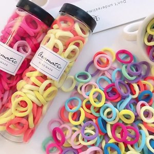 Commercio all'ingrosso della fabbrica di 100 pezzi/scatole ragazze alta elastico testa corda piccola fascia di gomma colorato asciugamano anello per capelli per il bambino - Product Image 4